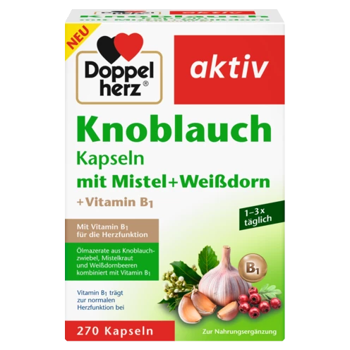 Abbildung der Produktverpackung Doppelherz aktiv Knoblauch Kapseln Frontansicht